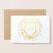 ボホピンク赤面バラ金ゴールドア結婚ントラー実在の金ゴールド 箔カード (封筒付き正面)