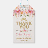 ボホピンク金ゴールド花キンセアニェラの好意 ギフトタグ (正面)