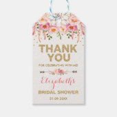 ボホピンク金ゴールド花ブライダルシャワーの好意 ギフトタグ (正面)