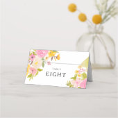ボホピンク黄色フローラ結婚水色 プレイスカード (正面)