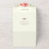 ボホピンク&アイボリーグリーンフローラベビーシャワー オールインワン招待状 (外側)