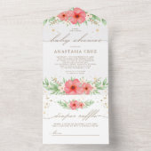 ボホピンク&アイボリーグリーンフローラベビーシャワー オールインワン招待状 (内側)