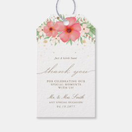 ボホピンク&アイボリーフローラサンキューメッセージカード ギフトタグ