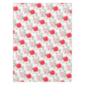 ボホピンク&グリーンウォーターカラーサマーフラワーズ テーブルクロス (正面)