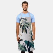 ボホピンク、ティール(緑がかった色)、ネイビー葉ズ エプロン (着用した状態)