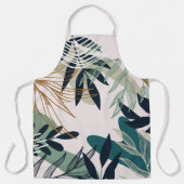 ボホピンク、ティール(緑がかった色)、ネイビー葉ズ エプロン (正面)