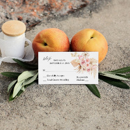 ボホピンク&ベージュフローラパンパス2SMお食事なしRSVP エンクロージャーカード