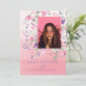 ボホピンク |ワイルドフラワーの紫色の水彩卒業 招待状 (スタンド正面)