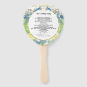 ボホピーコックグリーンティール（緑がかった色）金ゴールド結婚式 プログラム ハンドファン (裏面)