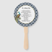 ボホピーコックグレーティール（緑がかった色）金ゴールド結婚式 プログラム ハンドファン (裏面)