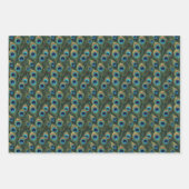 ボホピーコックスと鮮やか孔雀の羽根花模様 ラッピングペーパーシート (正面3)