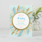 ボホピーコックフェザーズミントピーチ金ゴールドターコイズ 招待状 (スタンド正面)