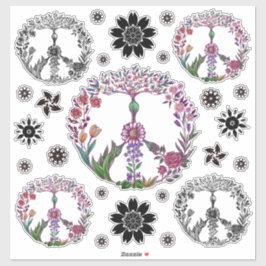 ボホピースサインエレガントキュイガーリーフローラ シール