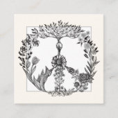 ボホピースサインエレガントキュイガーリーフローラ スクエア名刺 (正面)