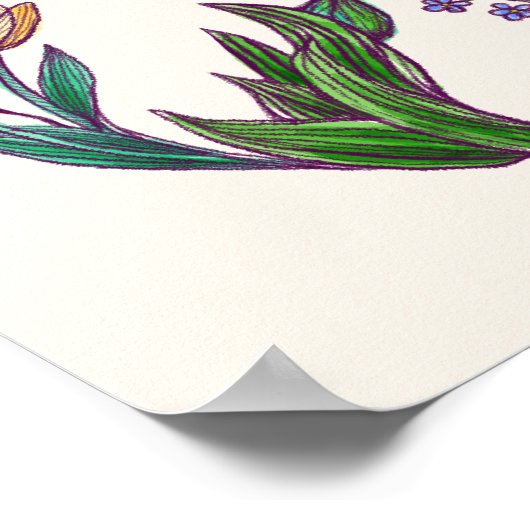 ボホピースサインエレガントキュイガーリーフローラ ポスター (角)