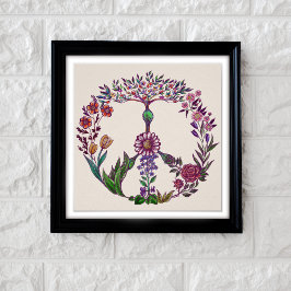 ボホピースサインエレガントキュイガーリーフローラ ポスター