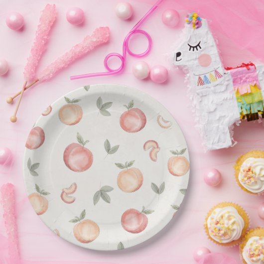 ボホピーチの誕生日または赤ちゃんシャワー ペーパープレート (パーティー)