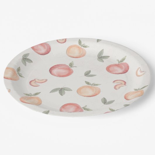 ボホピーチの誕生日または赤ちゃんシャワー ペーパープレート (アングル)