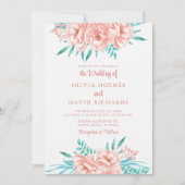 ボホピーチアンドピンクフローラ結婚式招待状 招待状 (正面)