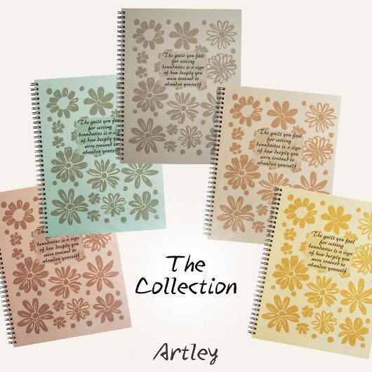 ボホピーチフローラスタンプカスタム引用文ジャーナル ノートブック