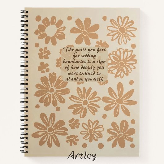 ボホピーチフローラスタンプカスタム引用文ジャーナル ノートブック