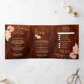 ボホピーチフローラバーンドオレンジテラコッタ結婚ズ 三つ折り招待状 (内部)