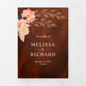 ボホピーチフローラバーンドオレンジテラコッタ結婚ズ 三つ折り招待状 (カバー)