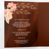 ボホピーチフローラバーンドオレンジテラコッタ結婚ズ 三つ折り招待状 (内部最初)