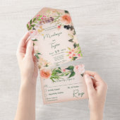 ボホピーチフローラリース&フェザーズディナー オールインワン招待状 (貼ってはがせる)