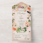 ボホピーチフローラリース&フェザーズディナー オールインワン招待状 (内側)