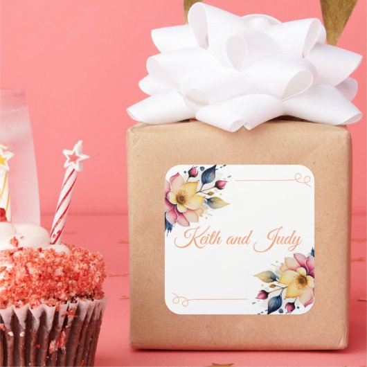 ボホピーチフローラ スクエアシール (パーティー)