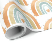 ボホピーチブルーレインボーベビーシャワーベビーギフトラップ ラッピングペーパー (ロールコーナー)