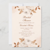 ボホピーチ淡い色のテラコッタフローラブライダルシャワー 招待状 (正面)