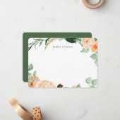 ボホピーチ緑の女性文房具パーソナライズされた具 ノートカード (正面/裏面インサイチュ)