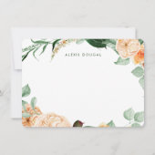 ボホピーチ緑の女性文房具パーソナライズされた具 ノートカード (正面)