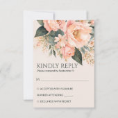 ボホピーチ自然フローラ夏春の結婚式 出欠カード (正面)