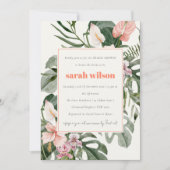 ボホピーチ赤面トロピカルフローラブライダルシャワー 招待状 (正面)