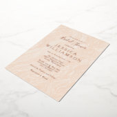 ボホピーチ赤面大理石ブライダルシャワーバラ金ゴールド 箔招待状 (回転した状態)