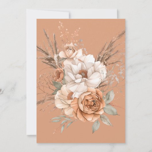 ボホピーチ&クリームフローララストブライダルシャワー 招待状 (裏面)