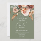 ボホピーチ&ラストフローラセージグリーン結婚ズ 招待状 (正面)