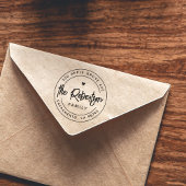 ボホファミリーモダンネームハート差出人住所ラウンド ラバースタンプ