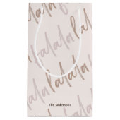 ボホファラスクリプトピンク&ブラウンホリデー スモールペーパーバッグ (正面)