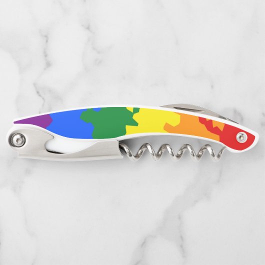 ボホファンキー抽象芸術ゲイレインボモザイクプライド旗 ソムリエナイフ (正面)