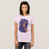 ボホファンタジーフローラ髪の女性 Tシャツ (正面フル)