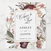 ボホファンタジー水彩フローラ結婚ズ ワインラベル (シングルラベル)