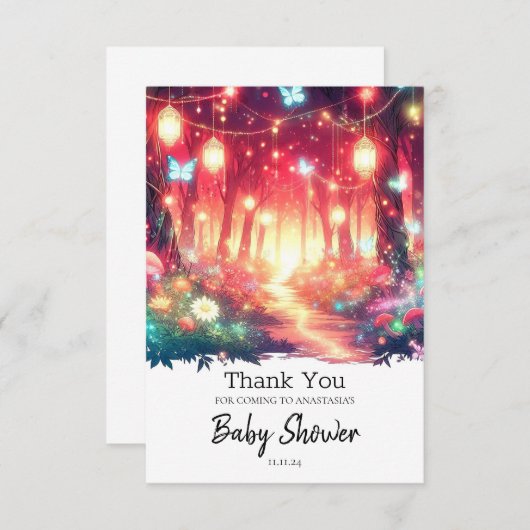 ボホファンタジー魅惑の森の赤ちゃんシャワー サンキューカード (正面/裏面)