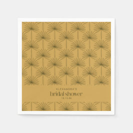 ボホファンパームリーフボタニカルマスタードブライダルシャワー スタンダードカクテルナプキン