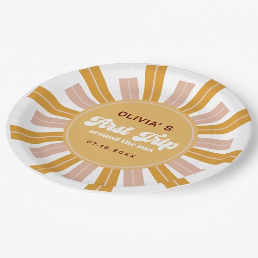 ボホファーストのまわりにトリップザサンファースト誕生日 ペーパープレート (アングル)