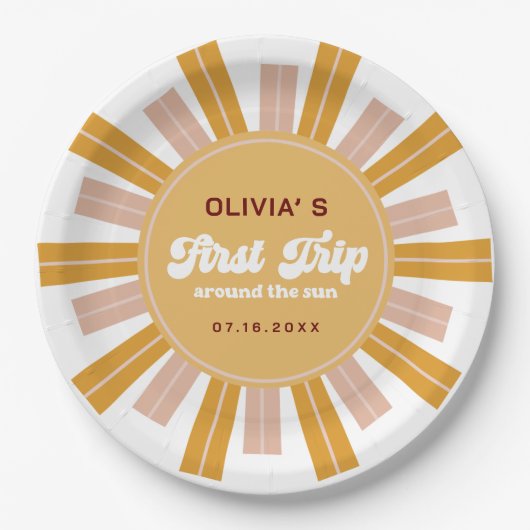 ボホファーストのまわりにトリップザサンファースト誕生日 ペーパープレート (正面)
