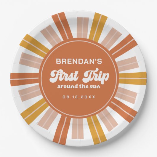 ボホファーストのまわりにトリップザサンファースト誕生日 ペーパープレート (正面)